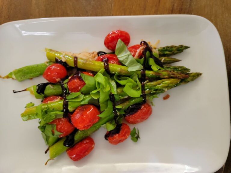 Irresistible Parmesan Roasted Asparagus with Bursting Cherry Tomatoes & Balsamic Glaze