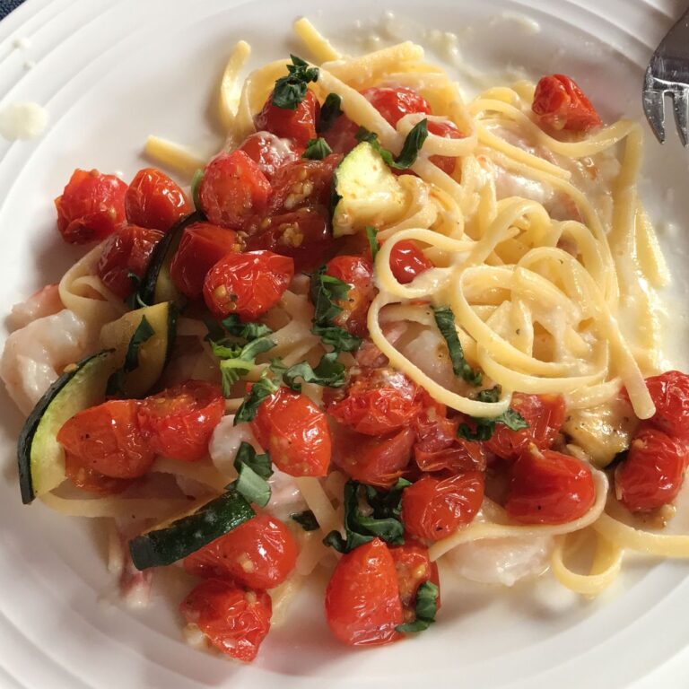 Irresistibly Creamy Fettuccine with Roasted Cherry Tomatoes