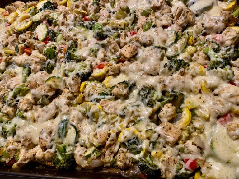 Melt-in-Your-Mouth Cheesy Chicken & Veggie Sheet Pan Dinner