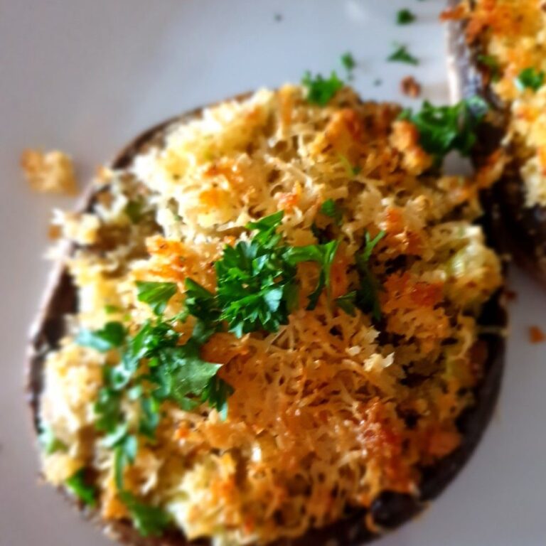 Savory Roasted Portobello Mushrooms with Garlic and Cheese