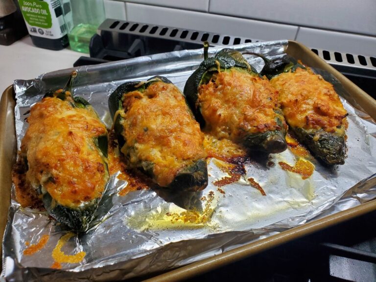 Mouthwatering Stuffed Poblano Peppers with Cheesy Chicken Filling