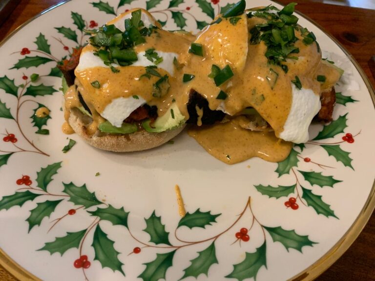 Mexican Eggs Benedict with Chipotle Hollandaise and Grilled Butternut Squash