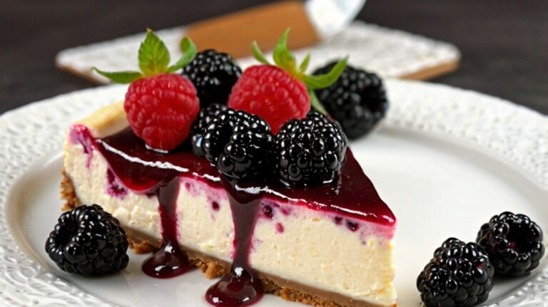 Blackberry Raspberry Swirl Cheesecake