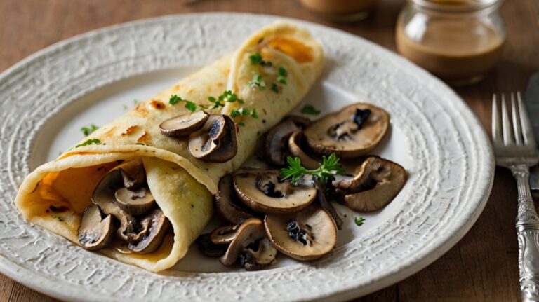 Savory Mushroom Crepes with Spinach & Gruyere